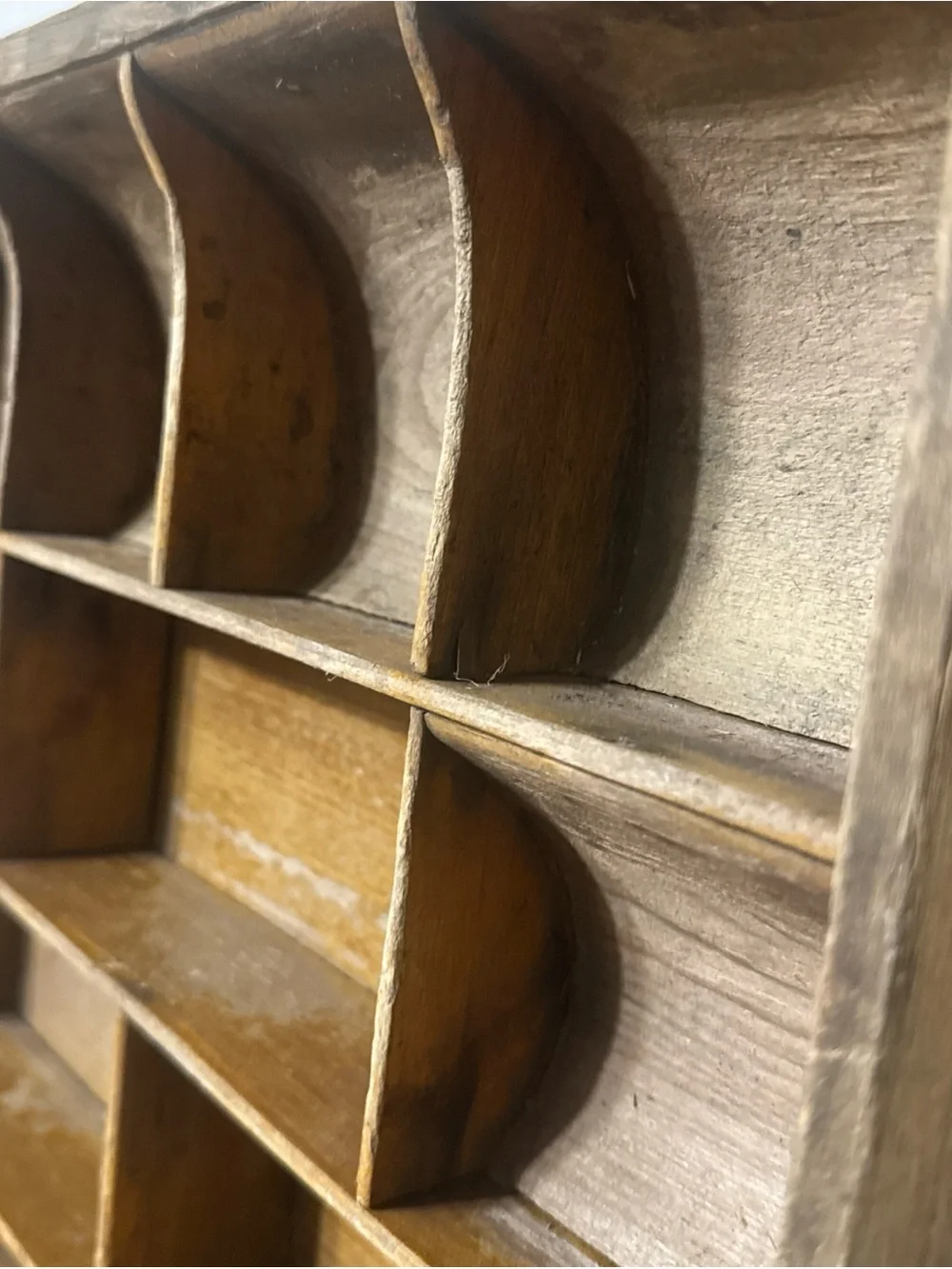 Vintage Wooden Shadow Box Wall Shelf – Rustic Farmhouse Cubby Display